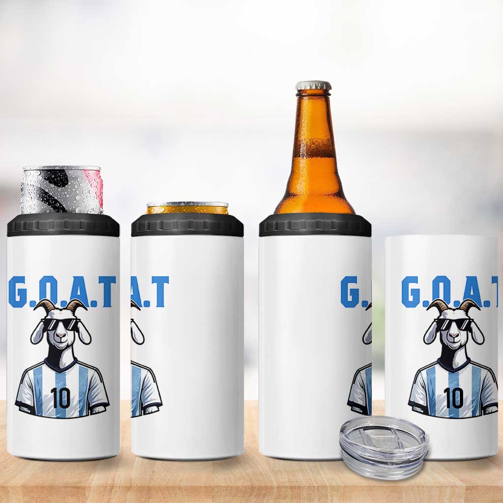 The Goat Of Soccer Number Ten 4 in 1 Can Cooler Tumbler Gift For Fans