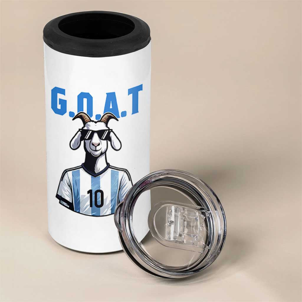 The Goat Of Soccer Number Ten 4 in 1 Can Cooler Tumbler Gift For Fans