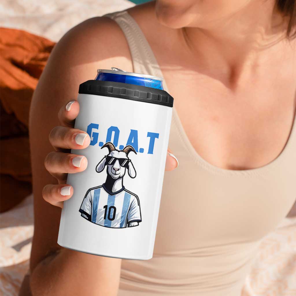 The Goat Of Soccer Number Ten 4 in 1 Can Cooler Tumbler Gift For Fans