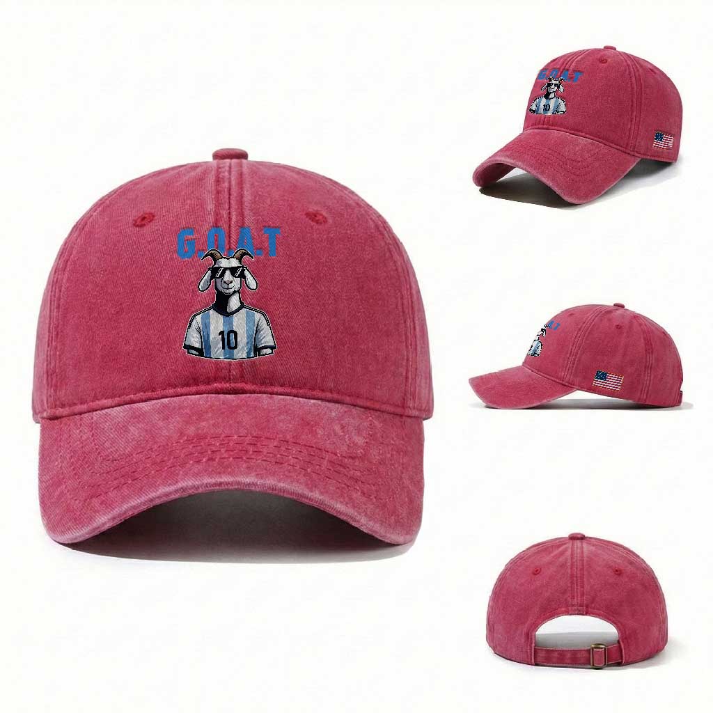 The Goat Of Soccer Number Ten Washed Cotton Baseball Cap Gift For Fans