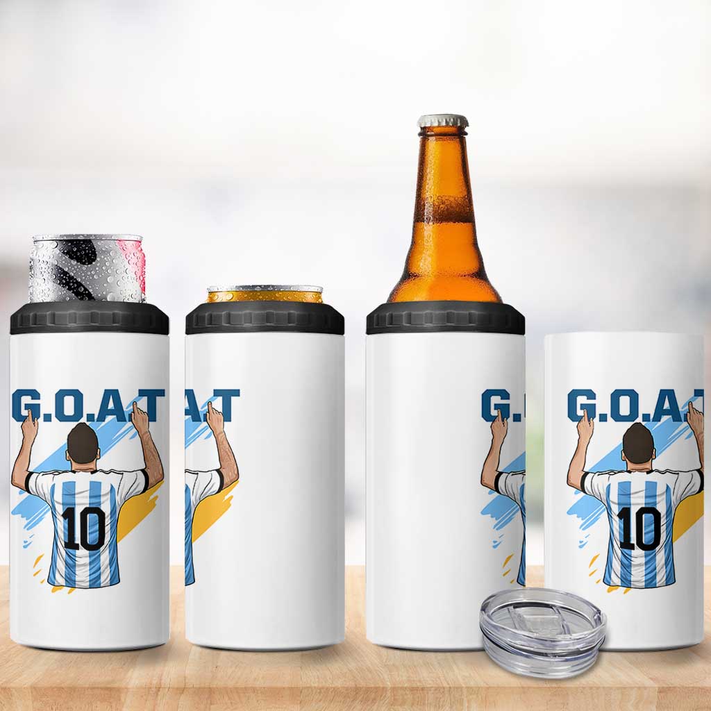 Legendary Number 10 4 in 1 Can Cooler Tumbler Goat Of Soccer Gift For Fans