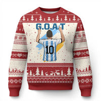 Legendary Number 10 Ugly Christmas Sweater Goat Of Soccer Gift For Fans