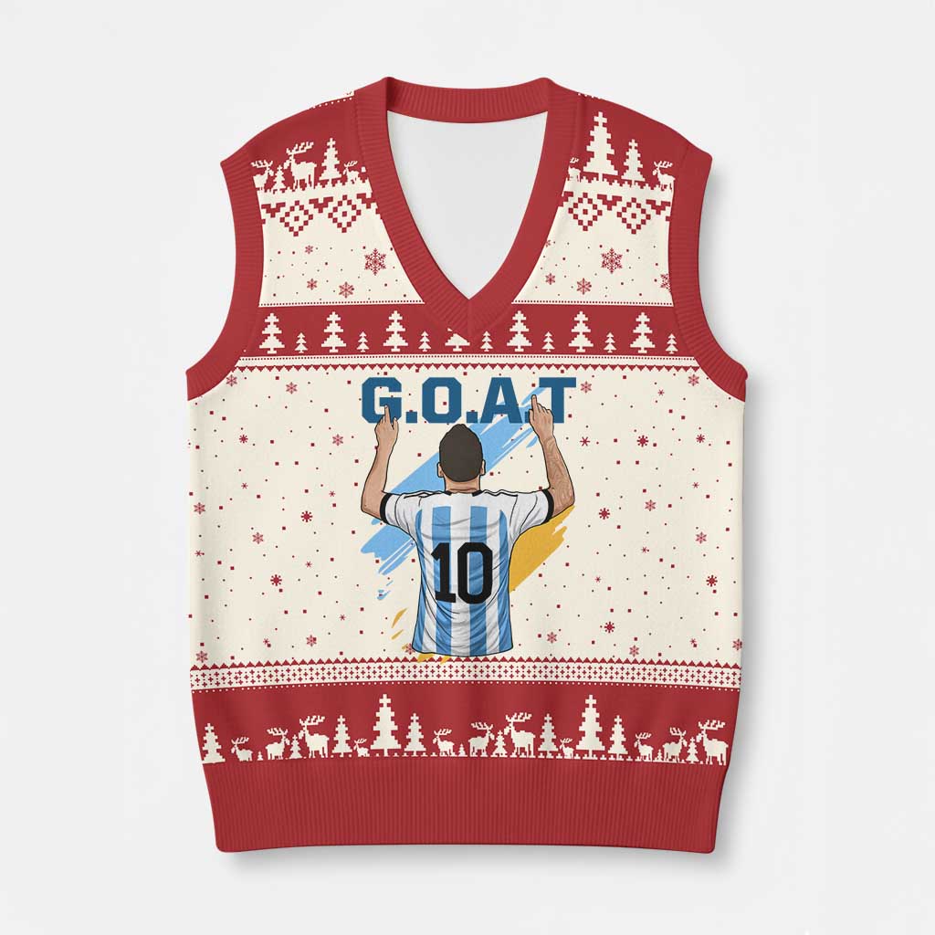 Legendary Number 10 V-Neck Knit Sweater Vest Goat Of Soccer Gift For Fans