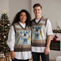 Legendary Number 10 V-Neck Knit Sweater Vest Goat Of Soccer Gift For Fans