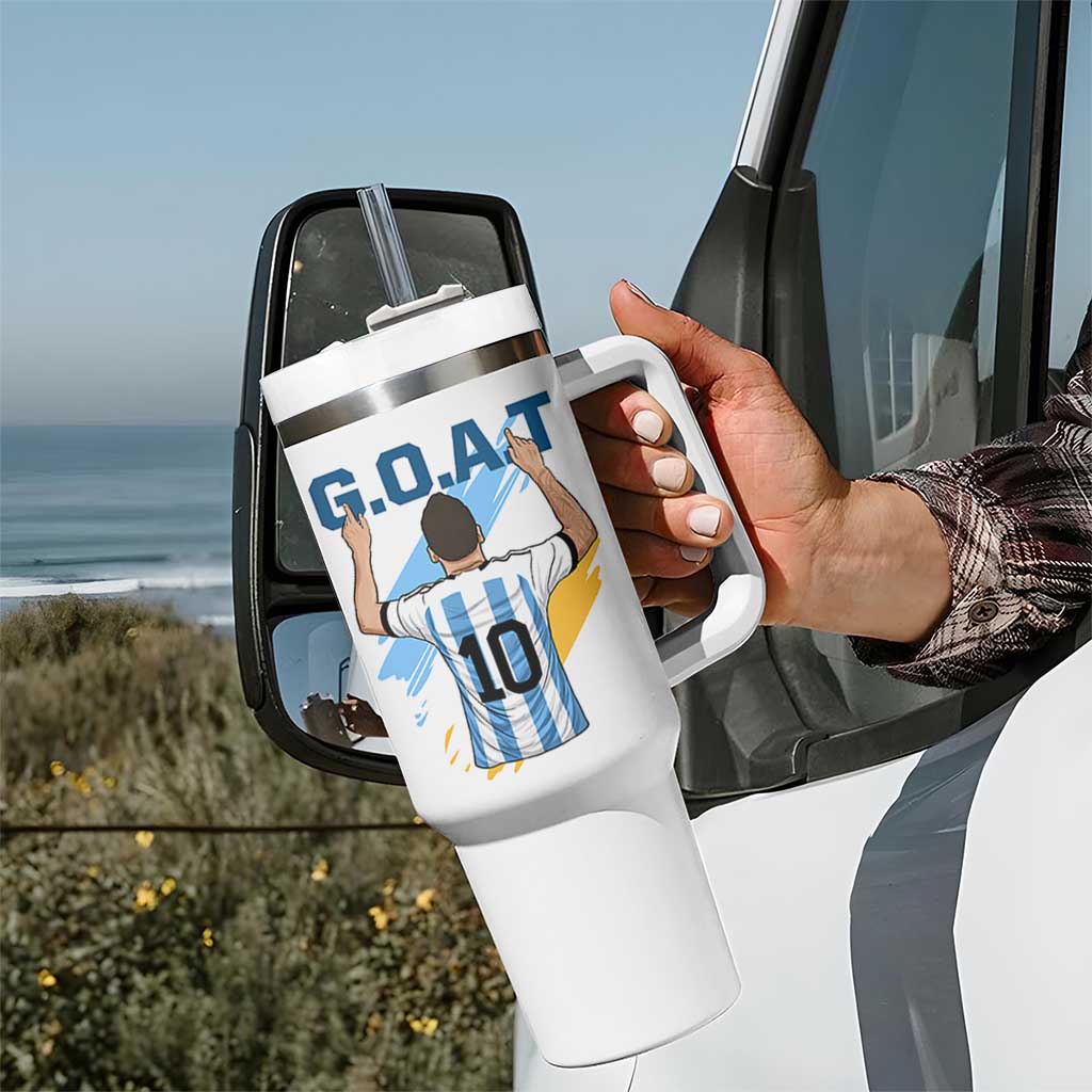 Legendary Number 10 Tumbler With Handle Goat Of Soccer Gift For Fans