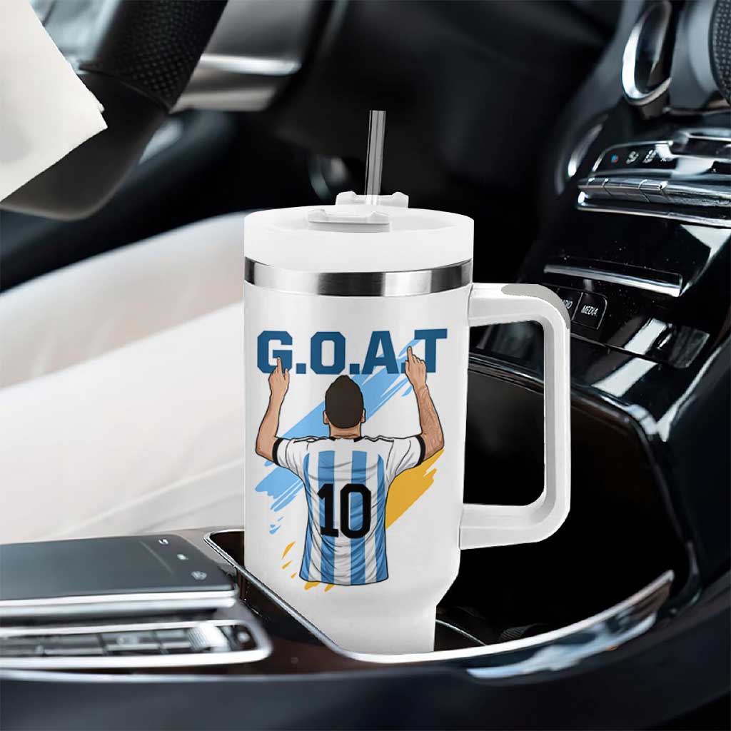Legendary Number 10 Tumbler With Handle Goat Of Soccer Gift For Fans