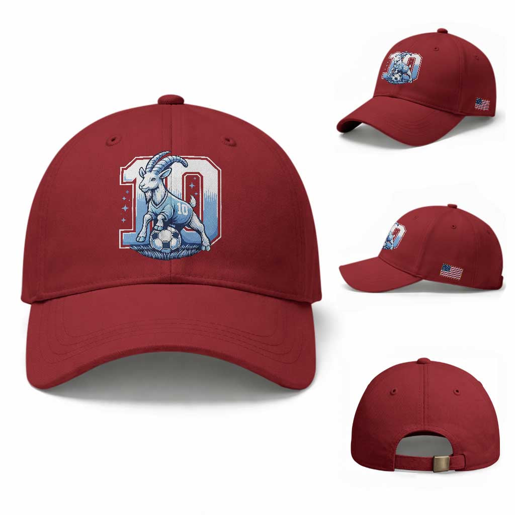 Number Ten The Goat Of Football Fans Baseball Cap Soccer Lover Gift