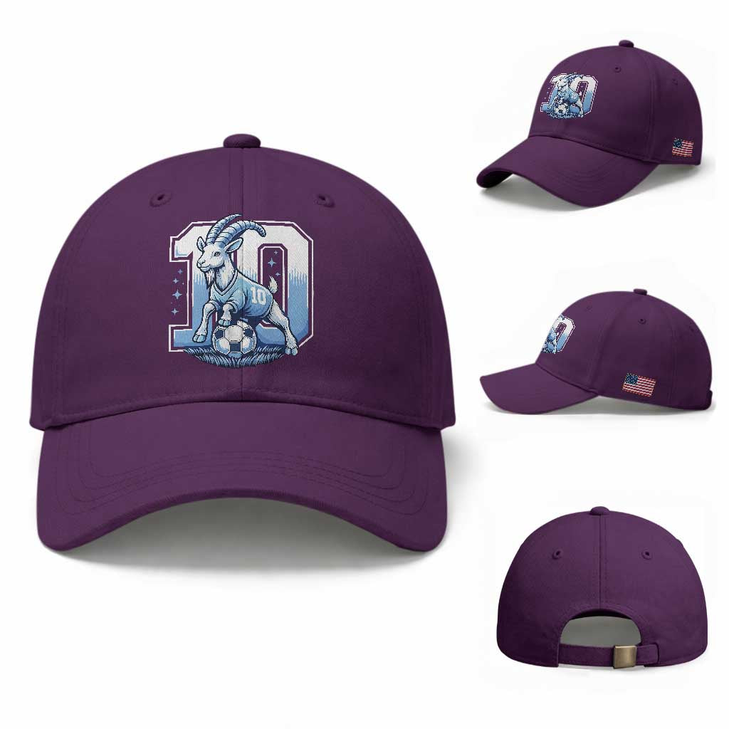 Number Ten The Goat Of Football Fans Baseball Cap Soccer Lover Gift