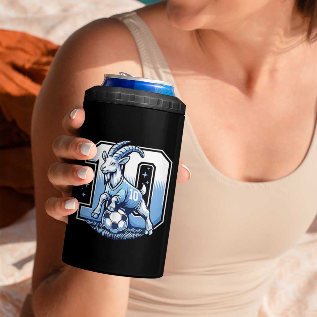 Number Ten The Goat Of Football Fans 4 in 1 Can Cooler Tumbler Soccer Lover Gift