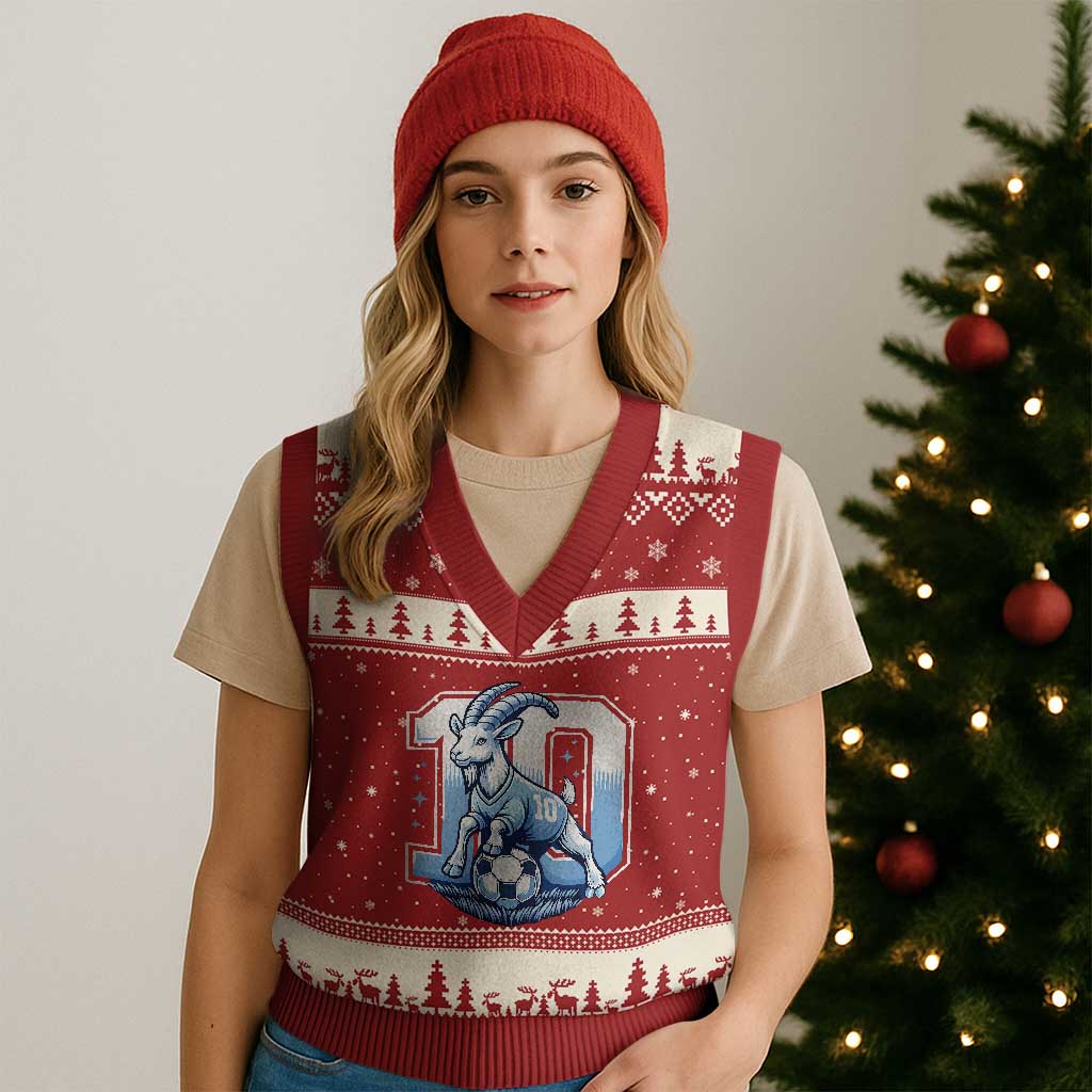 Number Ten The Goat Of Football Fans V-Neck Knit Sweater Vest Soccer Lover Gift