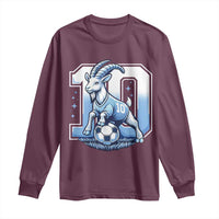 Number Ten The Goat Of Football Fans Long Sleeve Shirt Soccer Lover Gift
