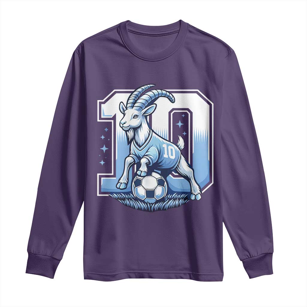Number Ten The Goat Of Football Fans Long Sleeve Shirt Soccer Lover Gift