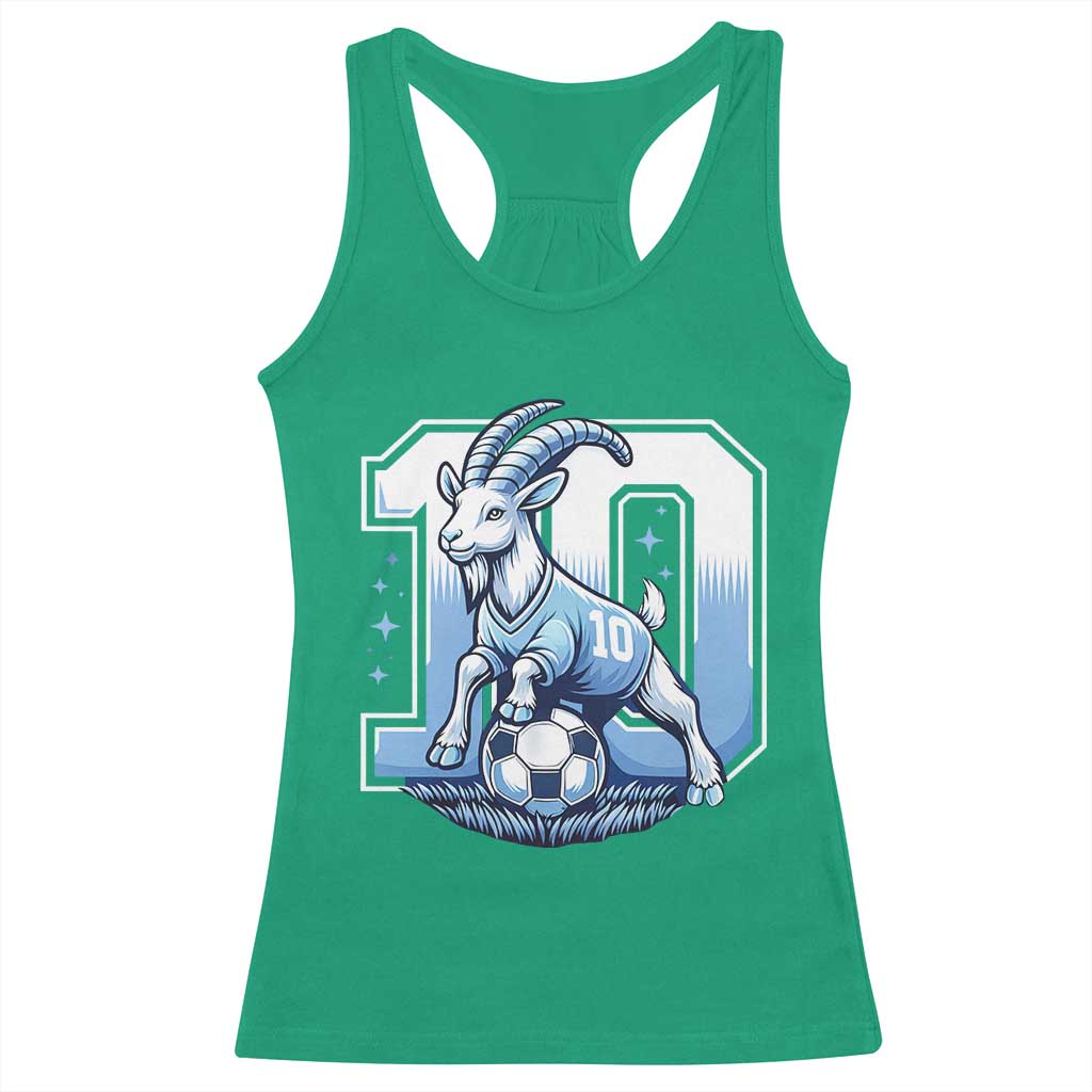 Number Ten The Goat Of Football Fans Racerback Tank Top Soccer Lover Gift