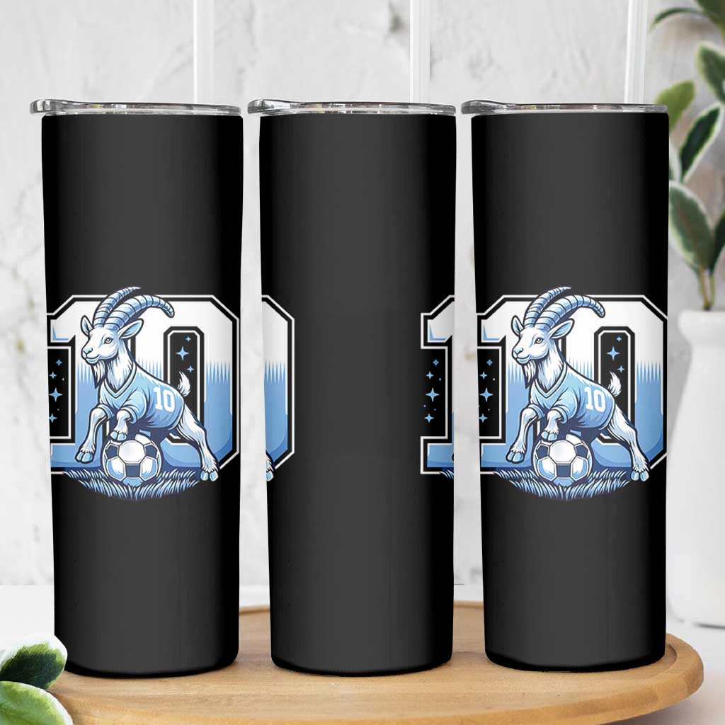 Number Ten The Goat Of Football Fans Skinny Tumbler Soccer Lover Gift