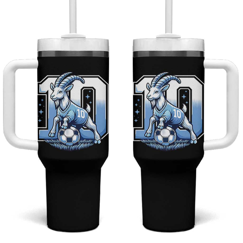 Number Ten The Goat Of Football Fans Tumbler With Handle Soccer Lover Gift