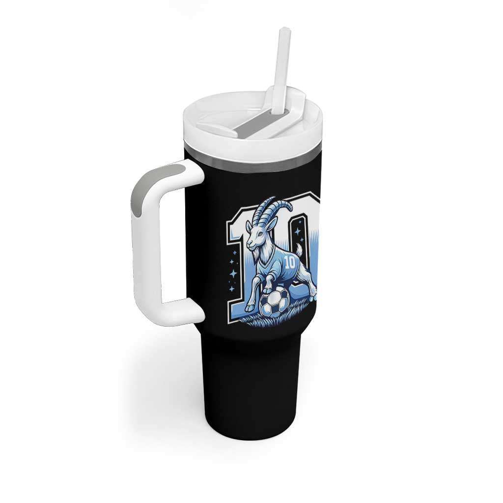 Number Ten The Goat Of Football Fans Tumbler With Handle Soccer Lover Gift