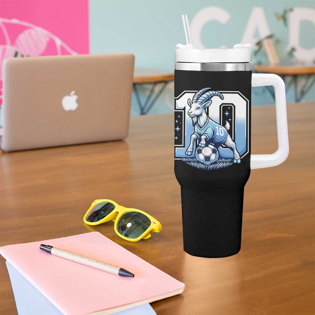 Number Ten The Goat Of Football Fans Tumbler With Handle Soccer Lover Gift