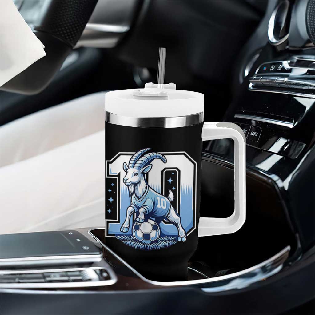 Number Ten The Goat Of Football Fans Tumbler With Handle Soccer Lover Gift