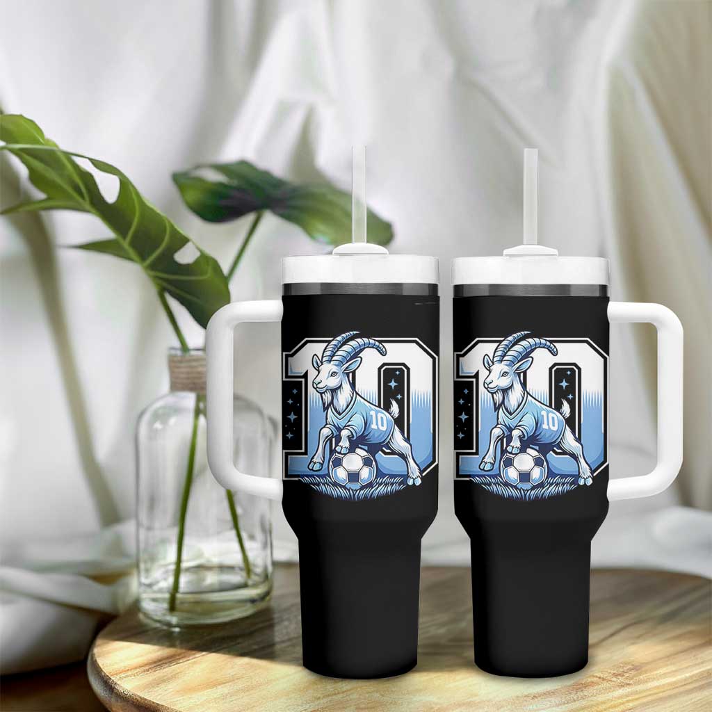 Number Ten The Goat Of Football Fans Tumbler With Handle Soccer Lover Gift