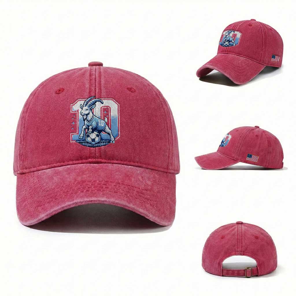 Number Ten The Goat Of Football Fans Washed Cotton Baseball Cap Soccer Lover Gift