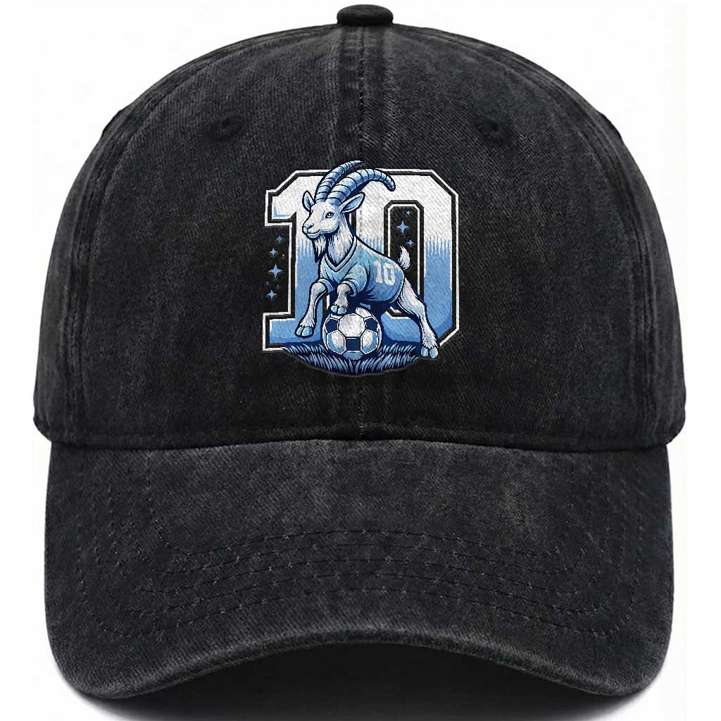 Number Ten The Goat Of Football Fans Washed Cotton Baseball Cap Soccer Lover Gift