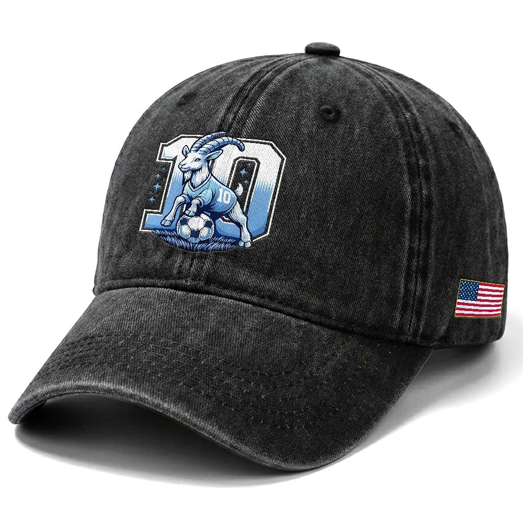 Number Ten The Goat Of Football Fans Washed Cotton Baseball Cap Soccer Lover Gift