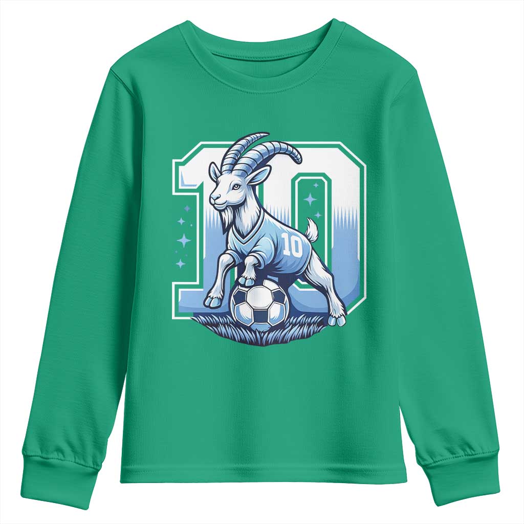 Number Ten The Goat Of Football Fans Youth Sweatshirt Soccer Lover Gift