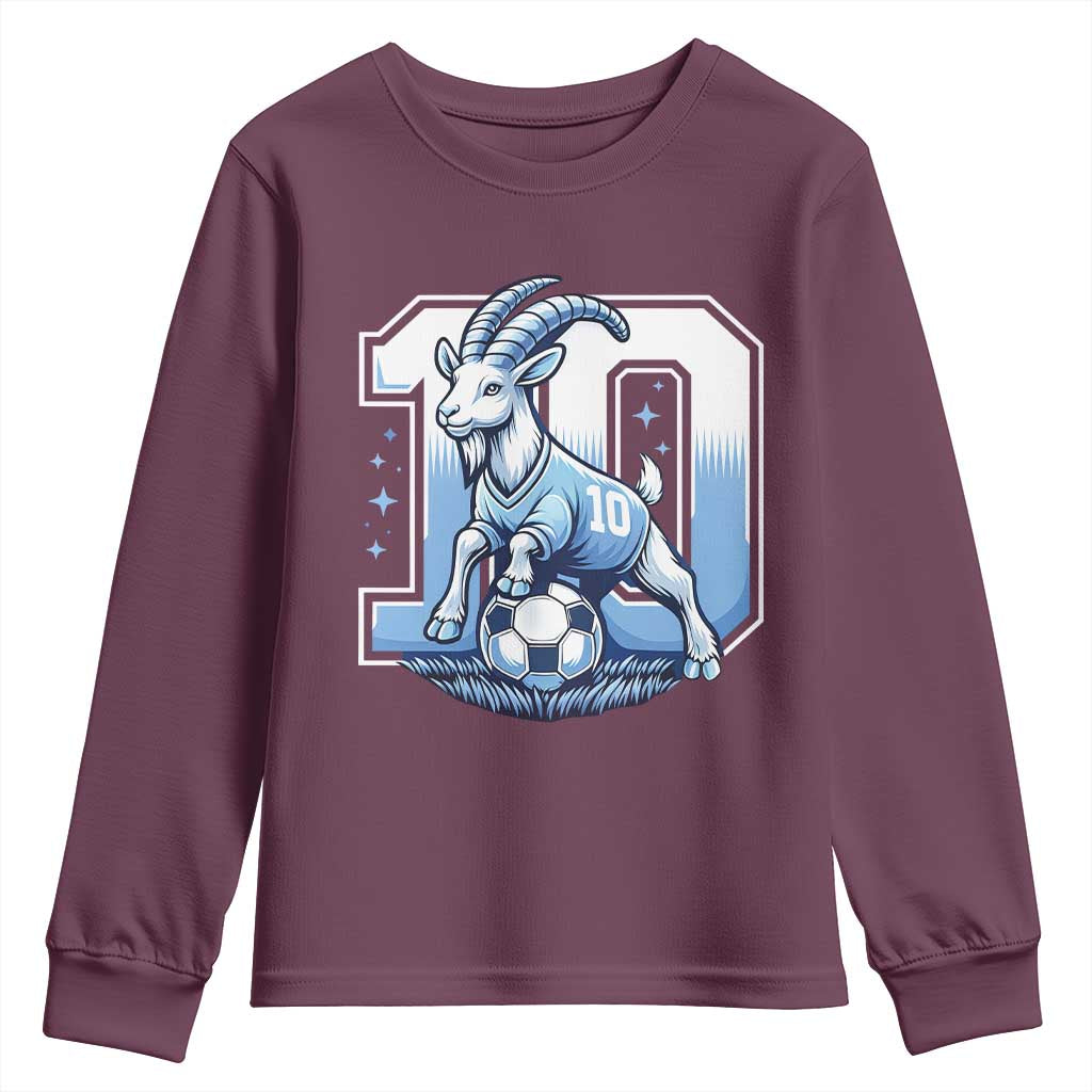 Number Ten The Goat Of Football Fans Youth Sweatshirt Soccer Lover Gift