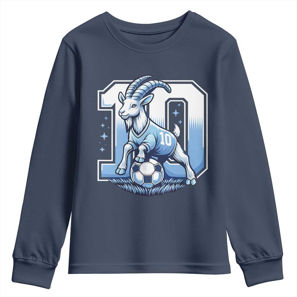 Number Ten The Goat Of Football Fans Youth Sweatshirt Soccer Lover Gift