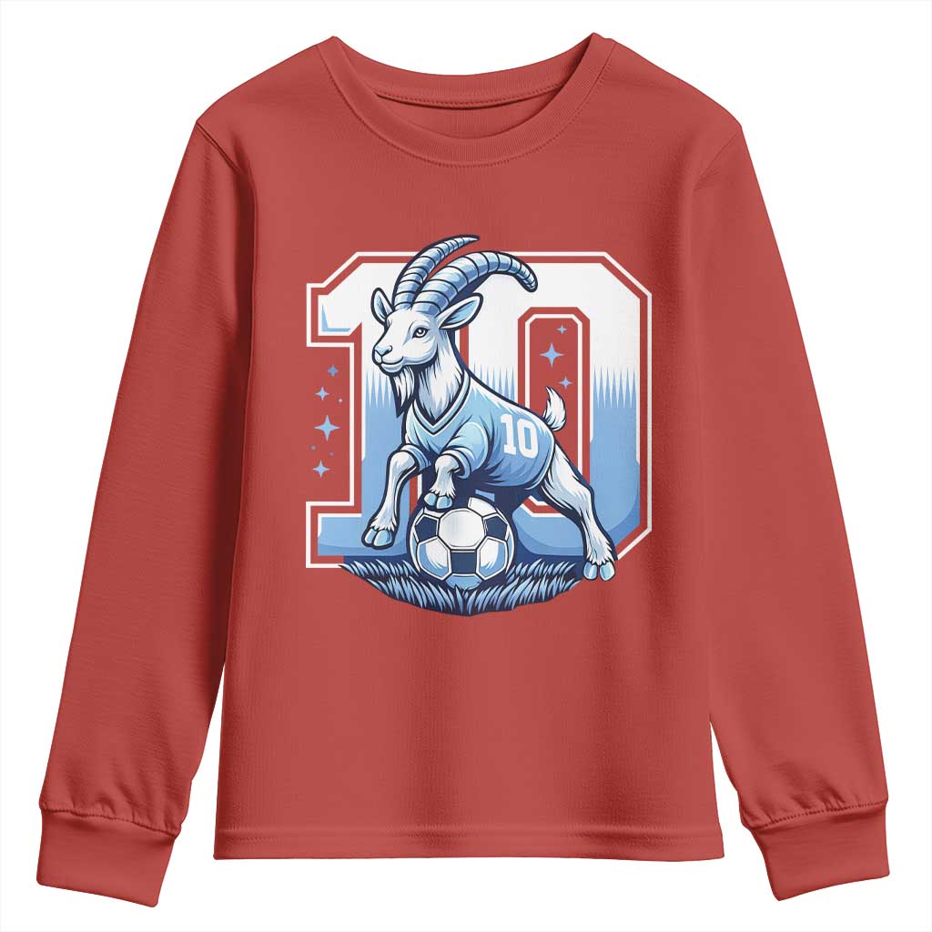 Number Ten The Goat Of Football Fans Youth Sweatshirt Soccer Lover Gift