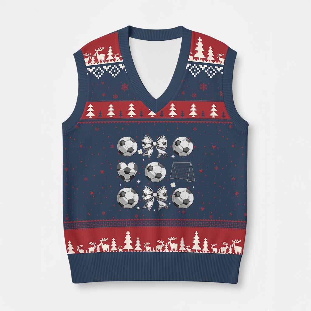 Game Day Coquette Aesthetic V-Neck Knit Sweater Vest Soccer Mom Gifts