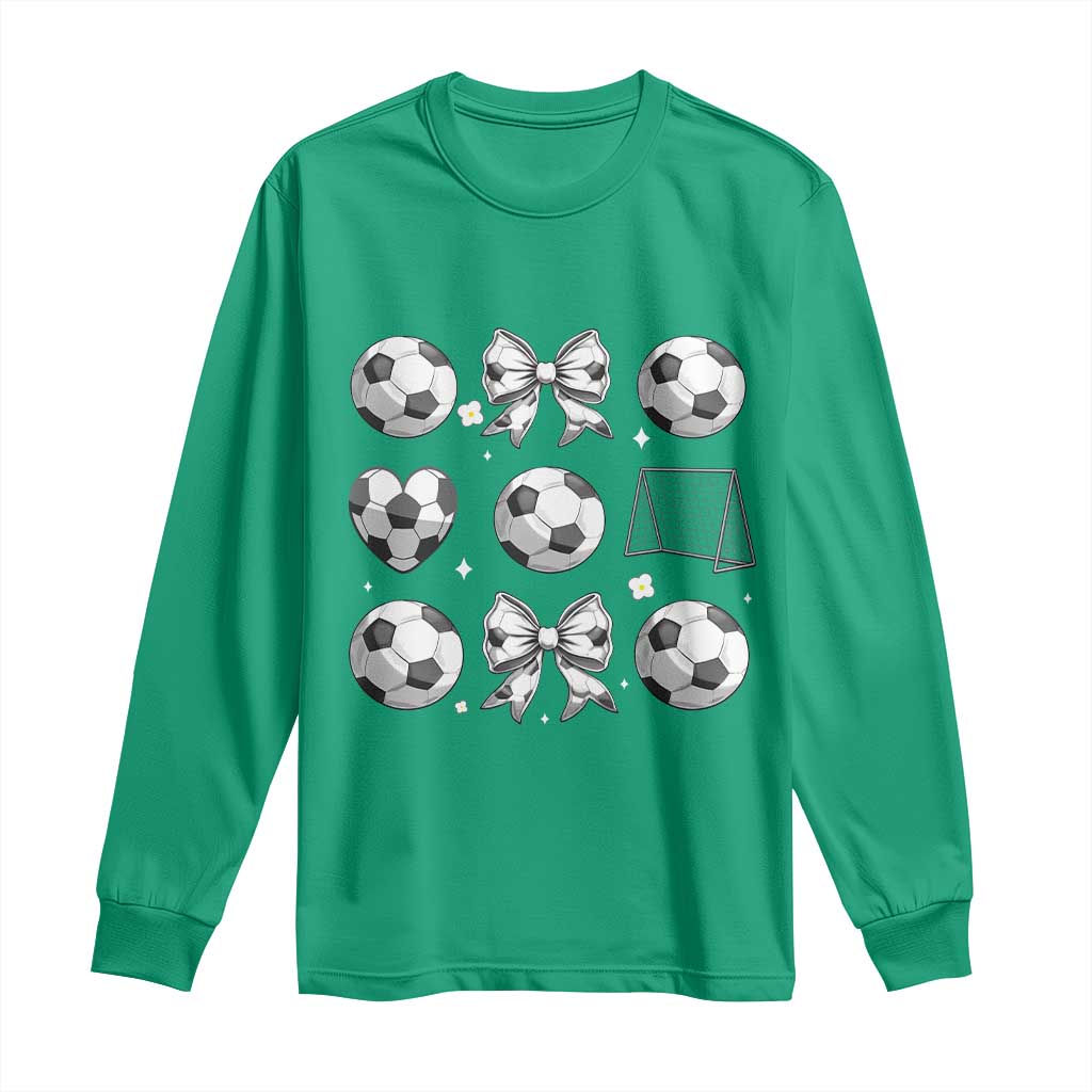 Game Day Coquette Aesthetic Long Sleeve Shirt Soccer Mom Gifts