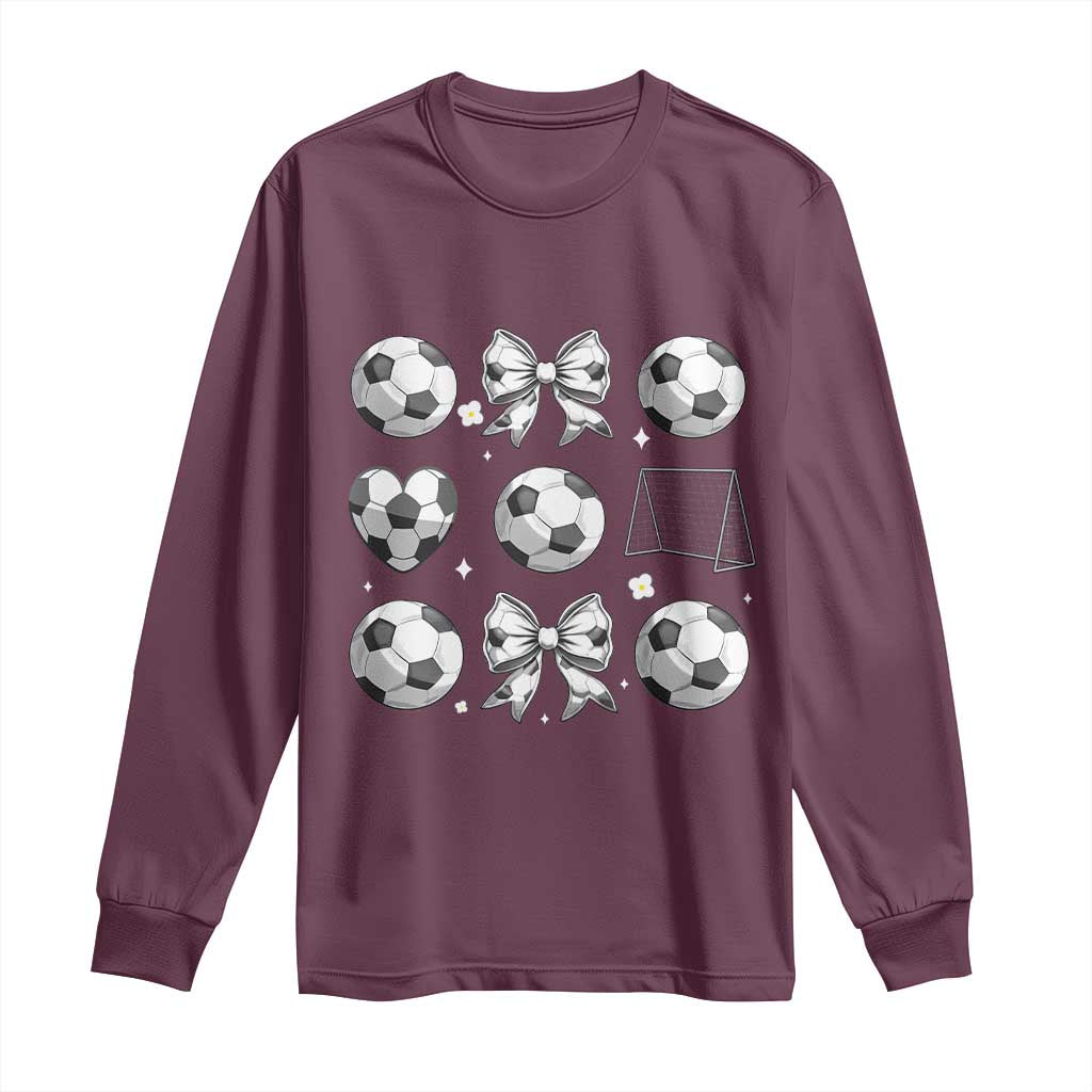Game Day Coquette Aesthetic Long Sleeve Shirt Soccer Mom Gifts