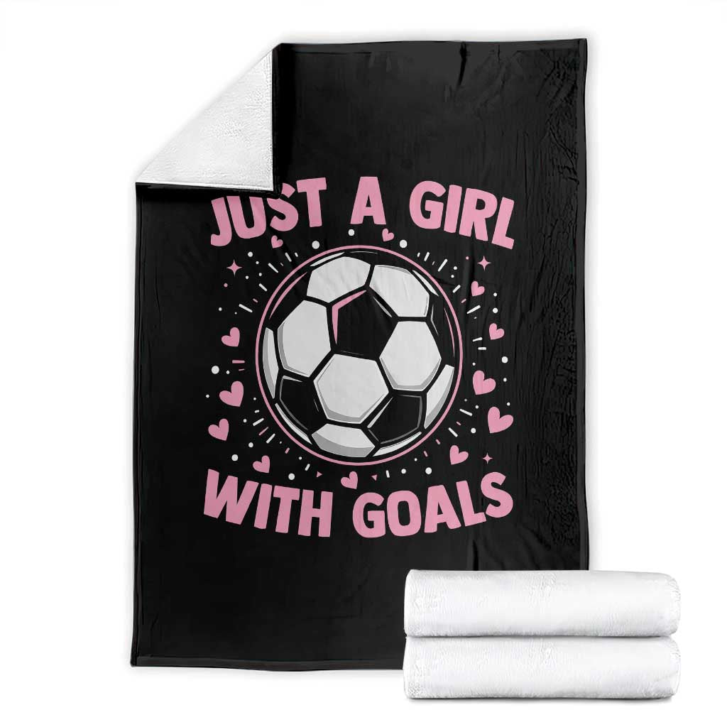 Just A Girl With Goals Throw Blanket Soccer Player Girl