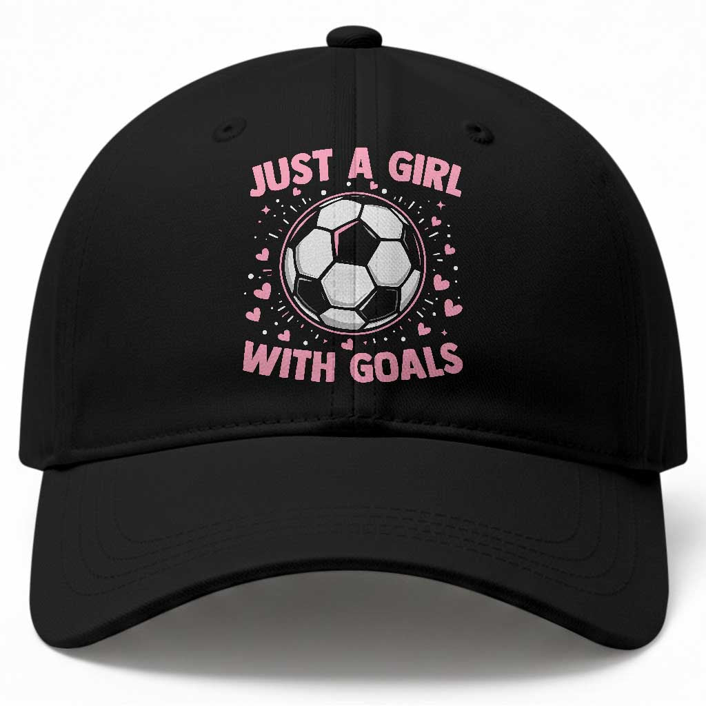 Just A Girl With Goals Baseball Cap Soccer Player Girl