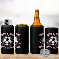 Just A Girl With Goals 4 in 1 Can Cooler Tumbler Soccer Player Girl