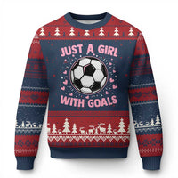 Just A Girl With Goals Ugly Christmas Sweater Soccer Player Girl
