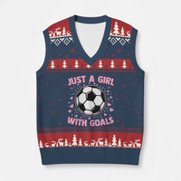 Just A Girl With Goals V-Neck Knit Sweater Vest Soccer Player Girl