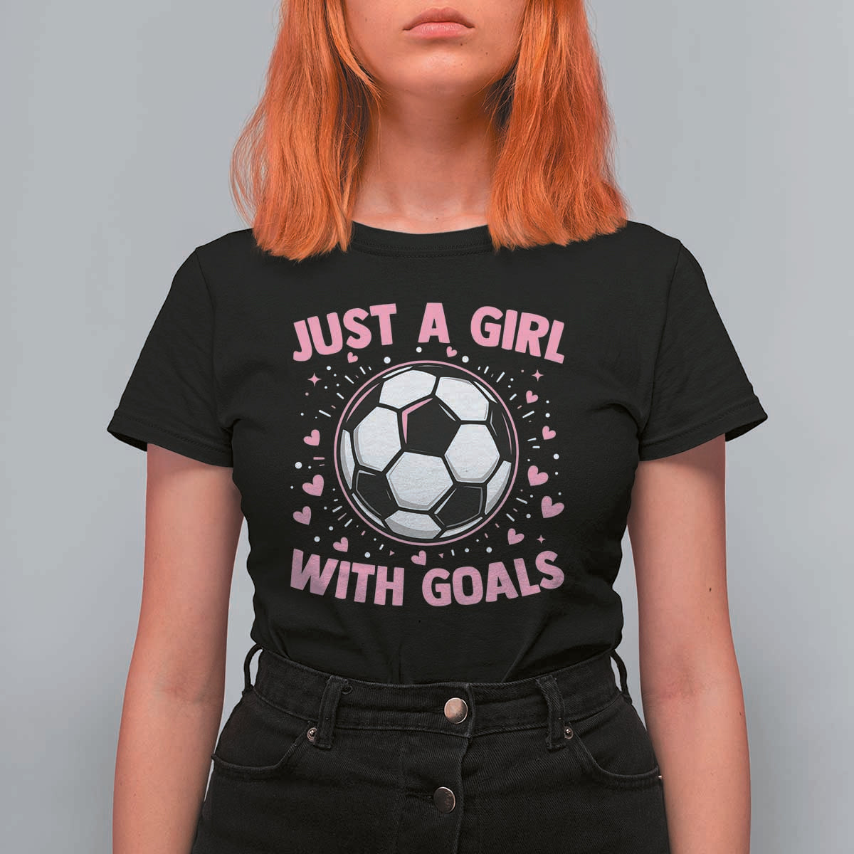 Just A Girl With Goals T Shirt For Women Soccer Player Girl