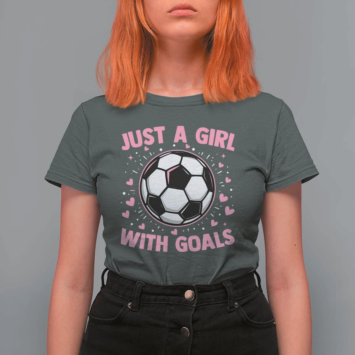 Just A Girl With Goals T Shirt For Women Soccer Player Girl
