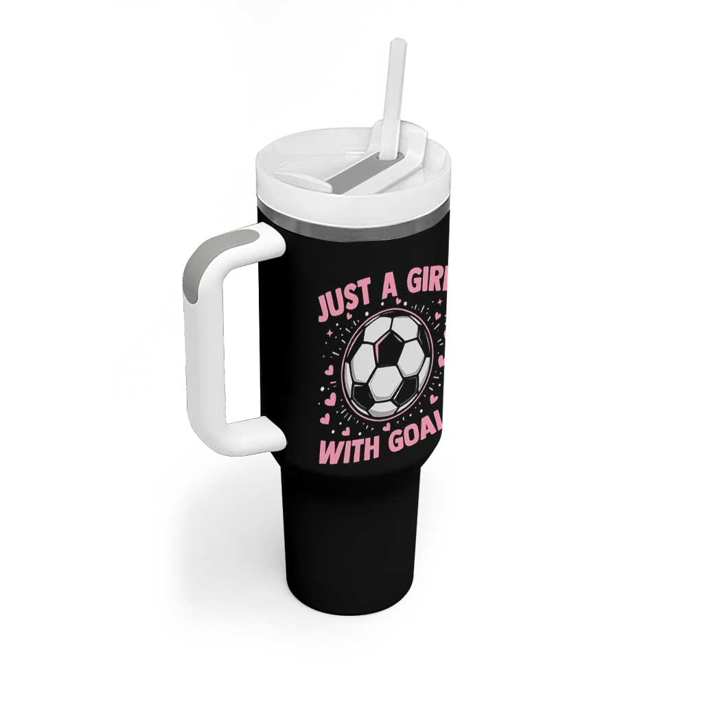 Just A Girl With Goals Tumbler With Handle Soccer Player Girl