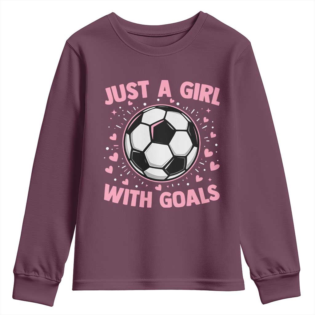 Just A Girl With Goals Youth Sweatshirt Soccer Player Girl