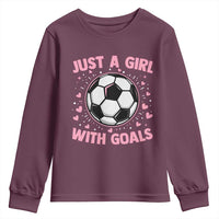Just A Girl With Goals Youth Sweatshirt Soccer Player Girl