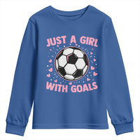 Just A Girl With Goals Youth Sweatshirt Soccer Player Girl