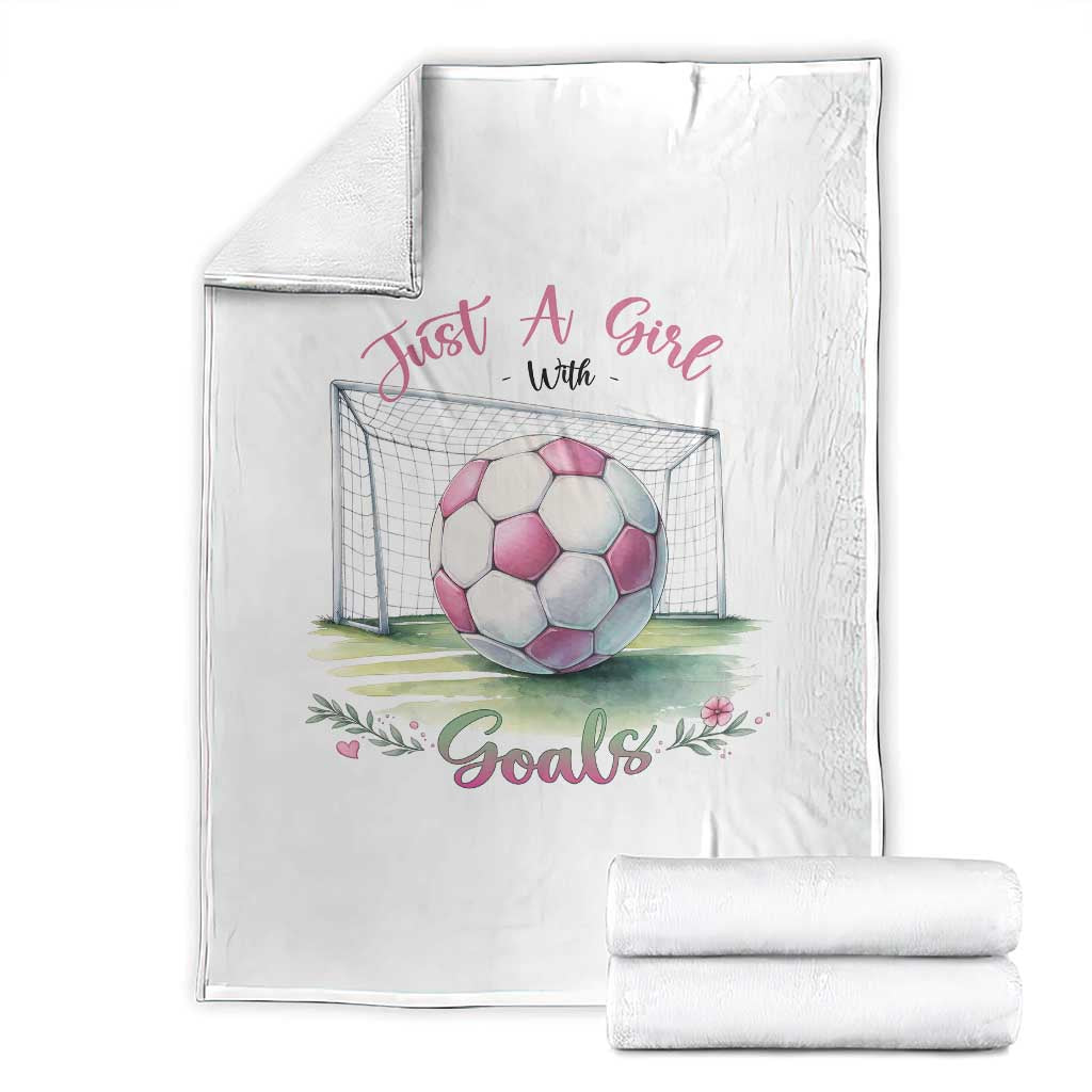 Just A Girl With Goals Throw Blanket Soccer Gift For Her