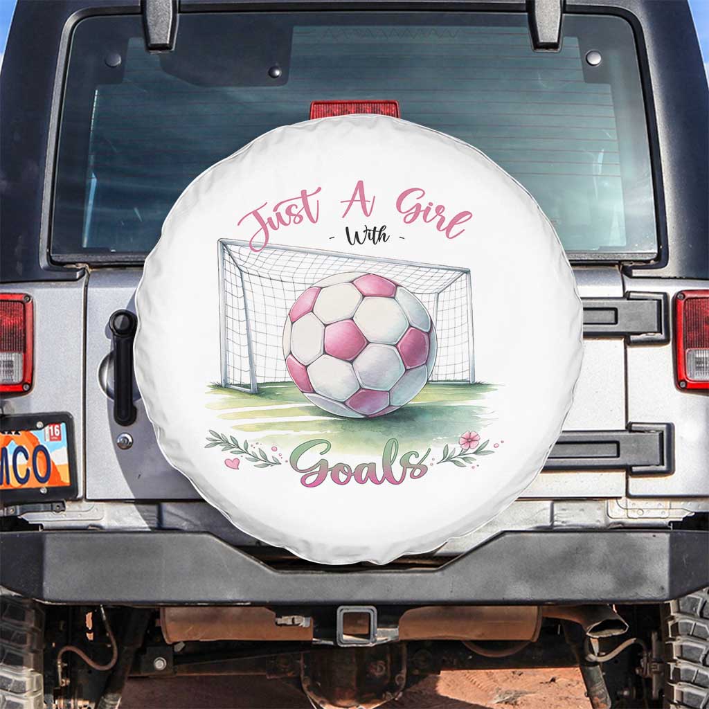 Just A Girl With Goals Spare Tire Cover Soccer Gift For Her