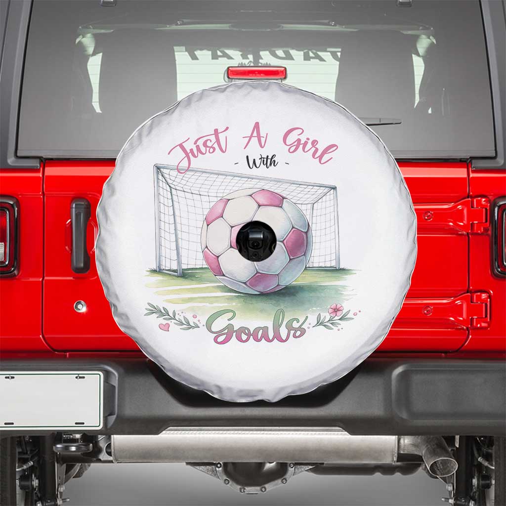 Just A Girl With Goals Spare Tire Cover Soccer Gift For Her