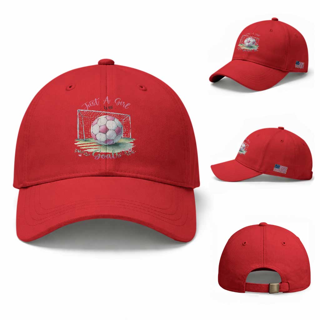 Just A Girl With Goals Baseball Cap Soccer Gift For Her