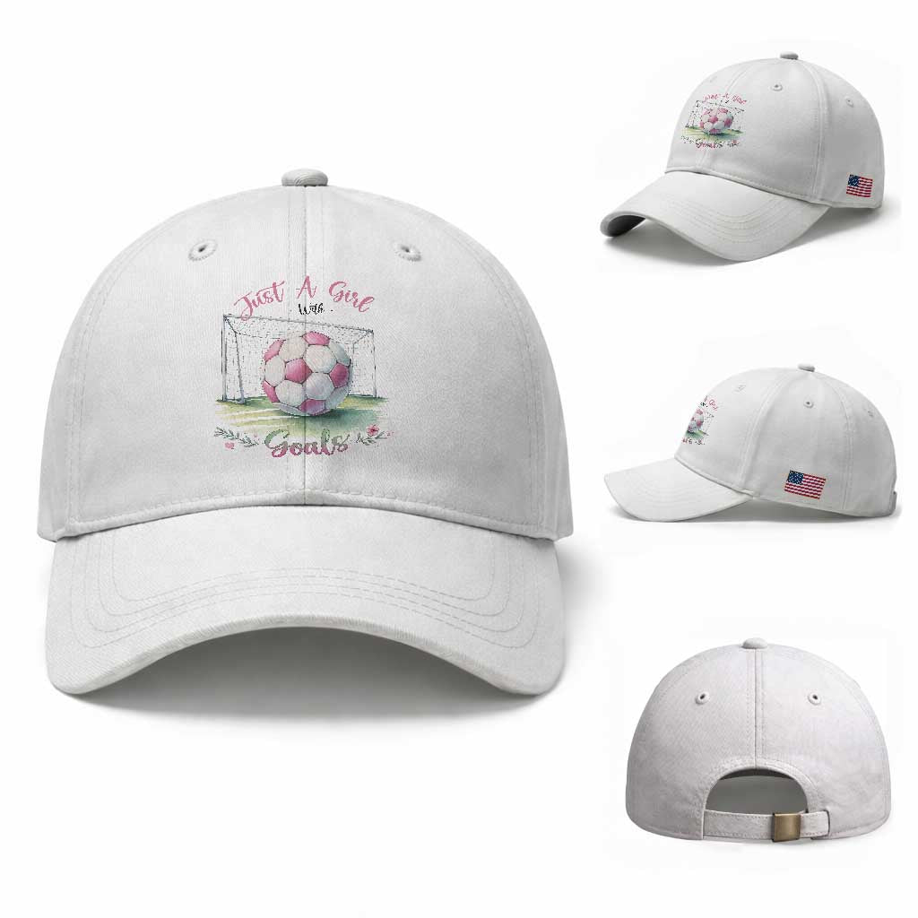Just A Girl With Goals Baseball Cap Soccer Gift For Her