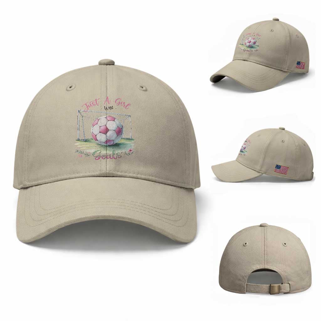 Just A Girl With Goals Baseball Cap Soccer Gift For Her